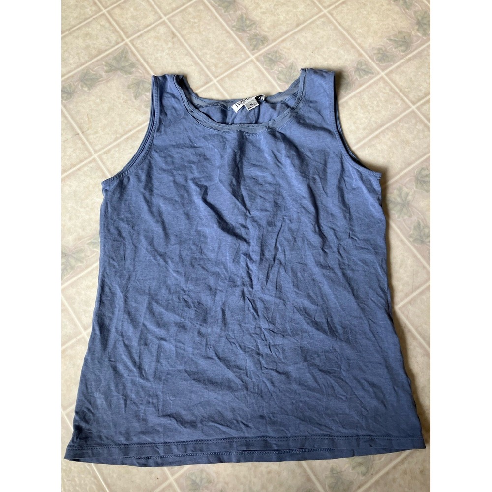 Vtg Pendleton Womens Tank Top Light blue Chiffon Inset Size Medium Wide Strap